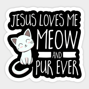 Cat Jesus Loves Me Meow Youth Christian Sticker